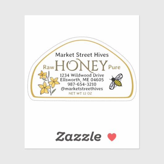 12 oz Skep vorm Honing label Transparant of Wit (Vel)