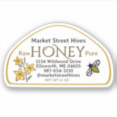 12 oz Skep vorm Honing label Transparant of Wit (Voorkant)