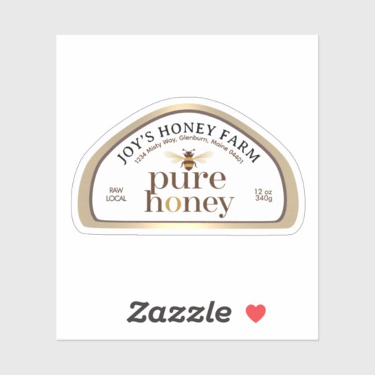 12 oz Skep-vormige Honing Label Gold Border & Bee (Vel)