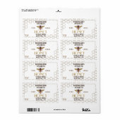 12 oz zeshoekig honinglabel met honingbij etiket (Full Sheet)