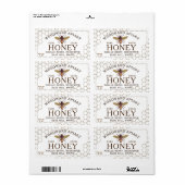 12 oz zeshoekig honinglabel met honingbij etiket (Full Sheet)