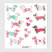 12 PASTEL DACHSHUND VINYL STICKERS (Vel)
