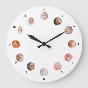 12 persoonlijke foto's van de baby op maat gemaakt grote klok