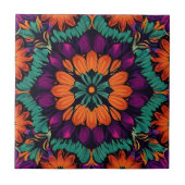 12 Petal Sinaasappel Flower Tegeltje (Voorkant)