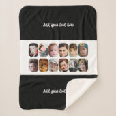 12 photo collage add text black white sherpa deken (Voorkant)