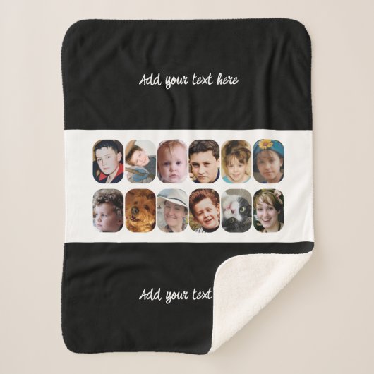 12 photo collage add text black white sherpa deken (Voorkant)