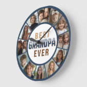 12 Photo Collage Best Grandpa Ever Large Clock Grote Klok (Hoek)