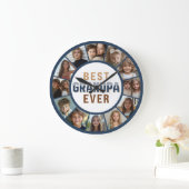 12 Photo Collage Best Grandpa Ever Large Clock Grote Klok (Huis)