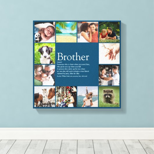 12 Photo Collage Blue Fun Cool Brother Definition Canvas Afdruk (Insitu (Houten vloer))