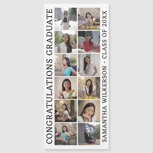 12 Photo Collage Congrats Afstuderen Magnetic Card (Voorkant)