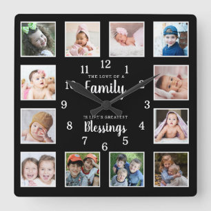 12 Photo Collage Familie Liefdeszegeningen Quote Z Vierkante Klok