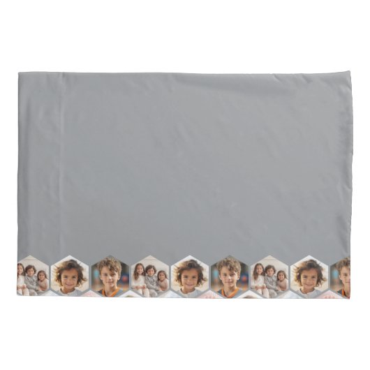 12 Photo Collage - funky hexagon honingraatpatroon Kussensloop (Achterkant)