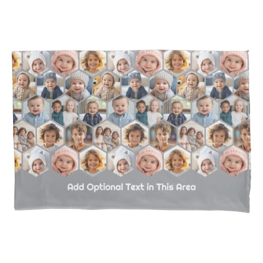 12 Photo Collage - funky hexagon honingraatpatroon Kussensloop (Voorkant)