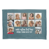 12 Photo Collage Grid - 2 tekstvakken - blauw wit Kussensloop (Voorkant)