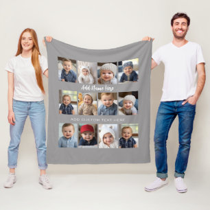 12 Photo Collage - lichtgrijs Fleece Deken