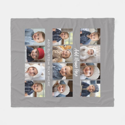 12 Photo Collage - lichtgrijs Fleece Deken (Voorkant (Horizontaal))