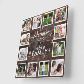 12 Photo Collage Niets komt voor Family Quote Vierkante Klok (Hoek)