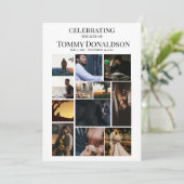 12 Photo Collage Plain Text Funeral Program Kaart (Staand voorkant)