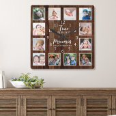 12 Photo Collage Time Memories Quote Pallet Wood Vierkante Klok