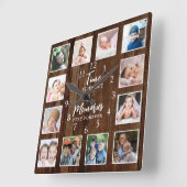 12 Photo Collage Time Memories Quote Pallet Wood Vierkante Klok (Hoek)