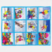 12 Photo Grid Collage Azure Fleece Deken (Voorkant (Horizontaal))