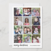 12 Photo Merry Kerstmis Black Gingham Minimalist Feestdagenkaart (Voorkant)