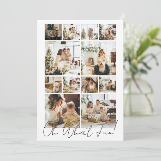 12 Photo oh What Fun Nordic Christmas Feestdagenkaart (Staand voorkant)