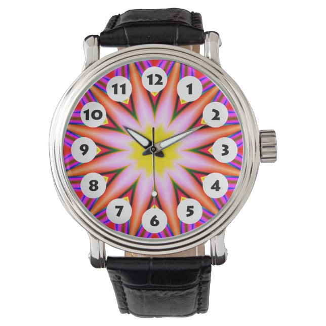 12 plekken - Kleurrijke Mandala 037 Horloge (Voorkant)
