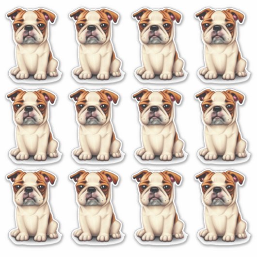 12 Puppies met hond Sticker (Voorkant)