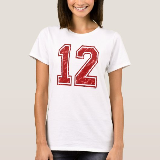 12 Red Custom Jersey T-shirt (Voorkant)