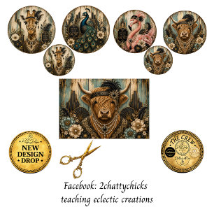 12" ronde Gatsby Giraffe Highland & Flamingo Inpakpapier Vel