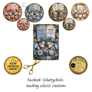 12" ronde Konijnen Olifanten Dieren Scrapbooking Inpakpapier Vel
