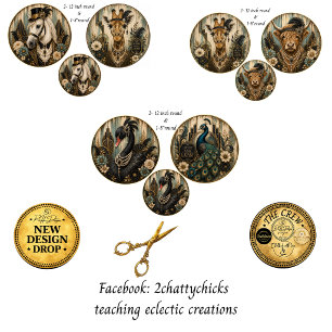 12" Ronde Vintage Gatsby Glam Paard Giraffe Zwaan  Inpakpapier Vel