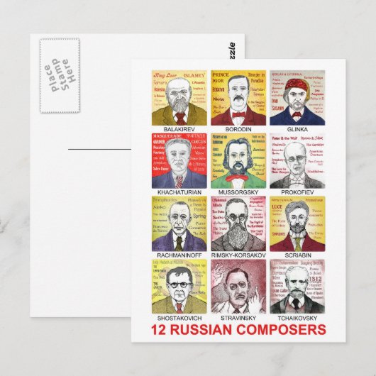 12 Russische componisten Briefkaart (Voorkant / Achterkant)