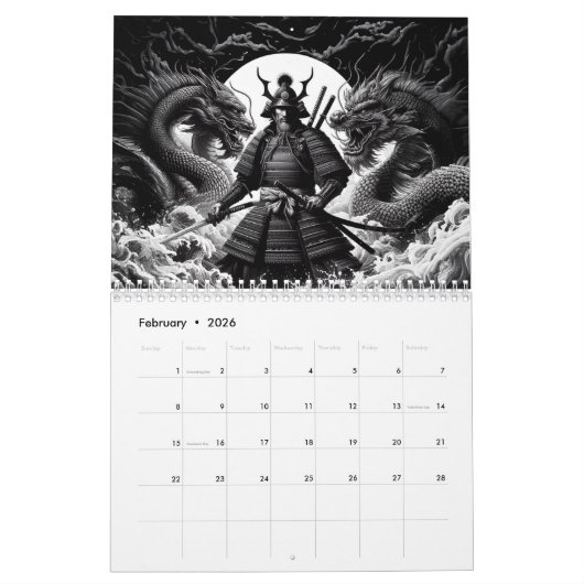 12 Samouraya Kalender (Feb 2026)