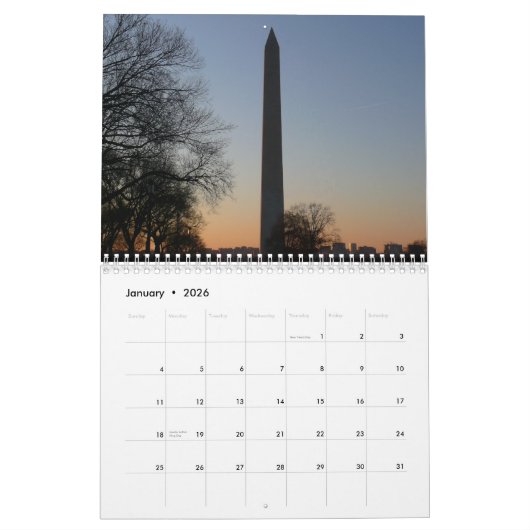 12 scènes van de Kalender van Washington DC (Jan 2026)