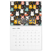 12 Schattigee Cat Naadloze Patronen Design Kalender (Mar 2026)