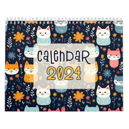 12 Schattigee Cat Naadloze Patronen Design Kalender