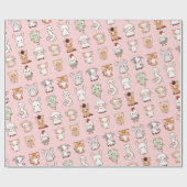 12 Schattigee Chinese dierenriemdieren Kawaii Cadeaupapier (Vlak)