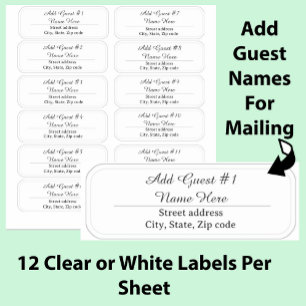 12 Script Gast Namen Duidelijke Adreslabels Sticker