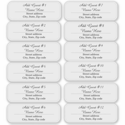 12 Script Guest Names Clear Address Labels (Voorkant)