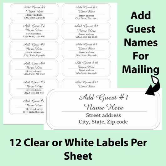 12 Script Guest Names Clear Address Labels