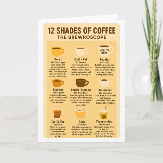 “12 Shades of Coffee – De Brewroscope.” Kaart (Voorkant)