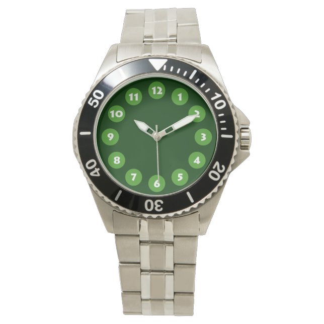 12 Spots - Avocado Green met donkergroen Horloge (Voorkant)