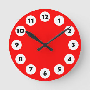 12 Spots - Black with White on Red Ronde Klok