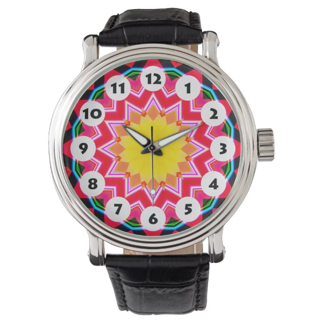12 Spots - Colorful Mandala 01 Horloge (Voorkant)