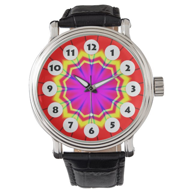 12 Spots - Colorful Mandala 034 Horloge (Voorkant)