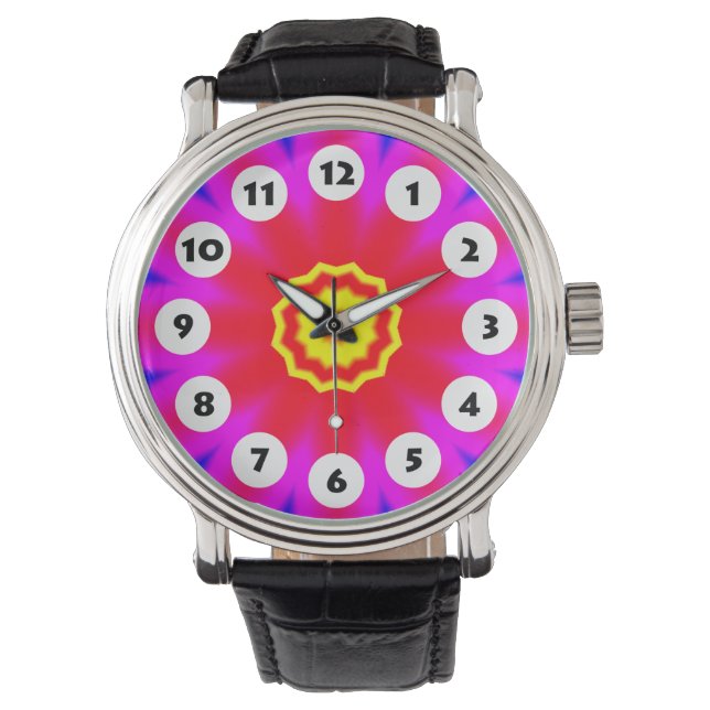 12 Spots - Colorful Mandala 08 Horloge (Voorkant)