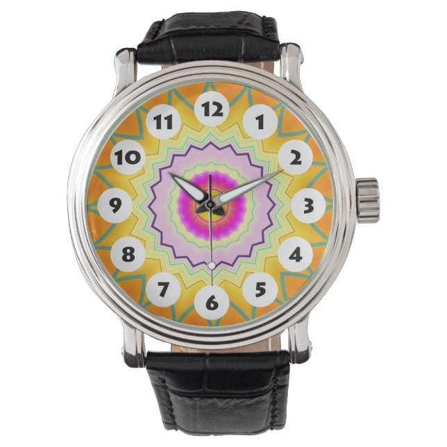 12 Spots - Colorful Mandala 260614 Horloge (Voorkant)