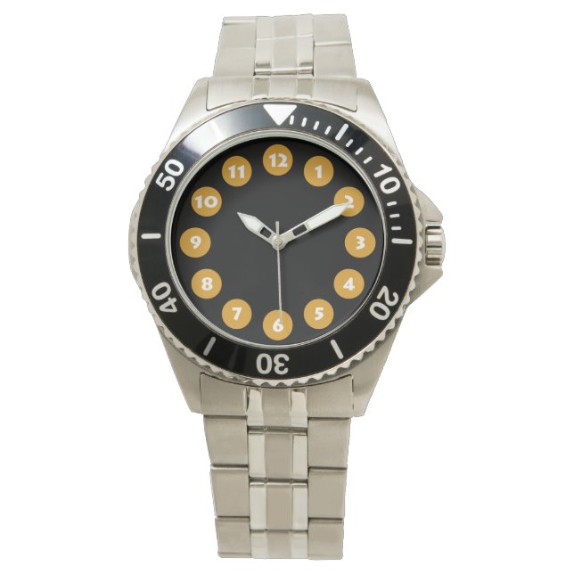12 Spots - Golden met zwart Horloge (Voorkant)